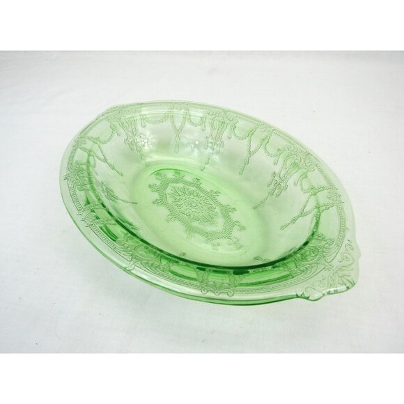Vintage 1930s Hocking Glass Green Depression Glass Cameo “Ballerina” Oval Veg Di - Picture 2 of 8